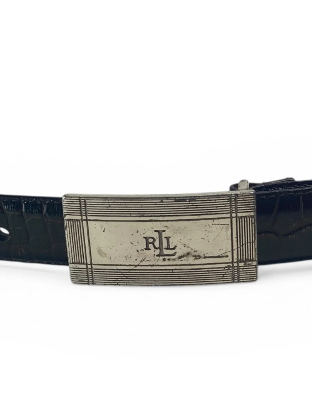 Lauren Ralph Lauren LRL Italian Leather Croc Embossed Belt in Brown Size L
